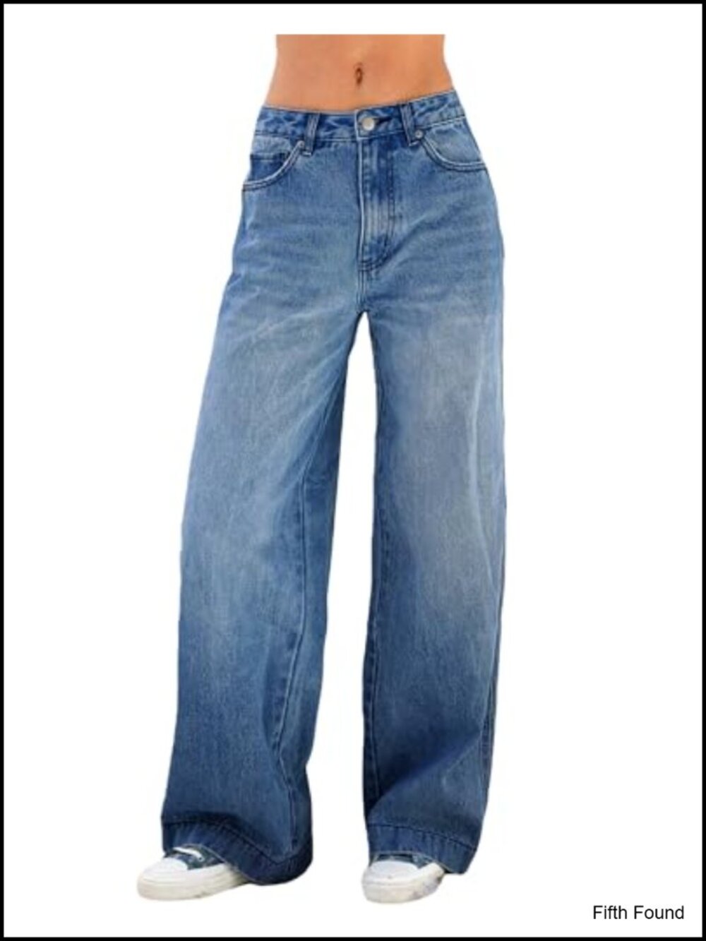 Womens Wide Leg Baggy Jeans Low Rise Stretchy Denim Pants